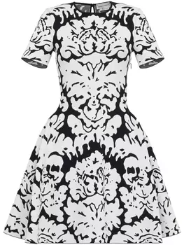 Alexander McQueen трикотажное платье мини с узором Damask, черный