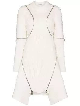 Alexander McQueen трикотажное платье с молниями, нейтральный цвет