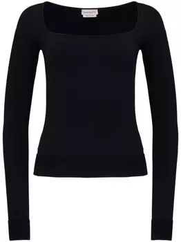 Alexander McQueen трикотажный топ с открытыми плечами, черный