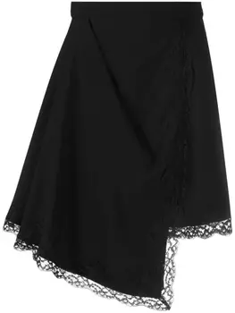 Alexander McQueen юбка асимметричного кроя с кружевом, черный