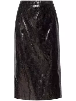 Alexander McQueen юбка миди из лакированной ткани, черный