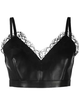 Alexander McQueen укороченный топ с кружевной отделкой, черный