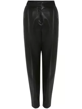 Alexander McQueen зауженные кожаные брюки со складками, черный
