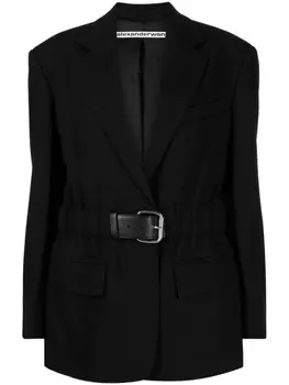 Alexander Wang блейзер из шерсти и канваса с поясом, черный