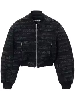 Alexander Wang бомбер с вышитым логотипом, черный