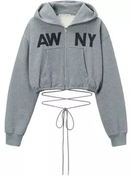 Alexander Wang деконструированное худи с графичным принтом, серый