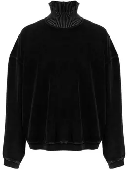 Alexander Wang джемпер с приспущенными плечами и высоким воротником, черный