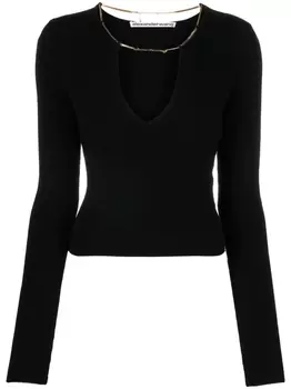Alexander Wang джемпер в рубчик с логотипом, черный