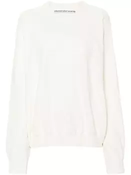 Alexander Wang джемпер в рубчик с вышитым логотипом, белый