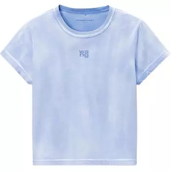 Alexander Wang Футболка Essential Jsy Shrunk с логотипом-фонариком и обтачкой на горловине, цвет: светло-голубой
