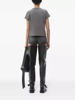 Alexander Wang футболка с логотипом-аппликацией, укороченная, серый