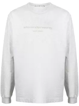 Alexander Wang футболка с логотипом и блестками, серый