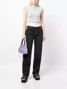 Alexander Wang футболка с рукавами кап и тисненым логотипом, серебристый