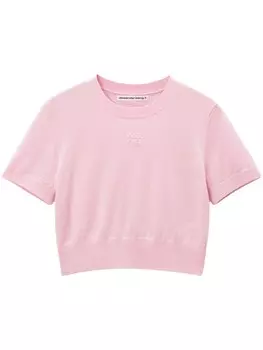 Alexander Wang футболка с тисненым логотипом, розовый