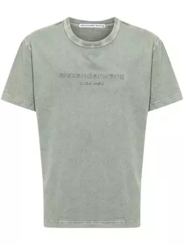 Alexander Wang футболка с тисненым логотипом, зеленый