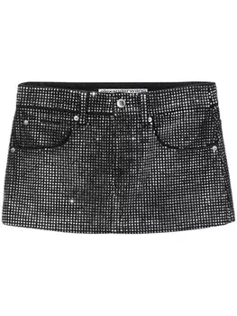 Alexander Wang мини-юбка с кристаллами, черный