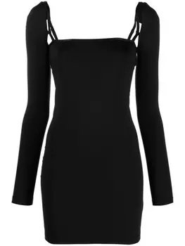 Alexander Wang платье мини с квадратным вырезом и длинными рукавами, черный