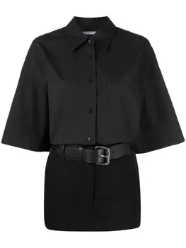 Alexander Wang платье-рубашка длины мини с поясом, черный