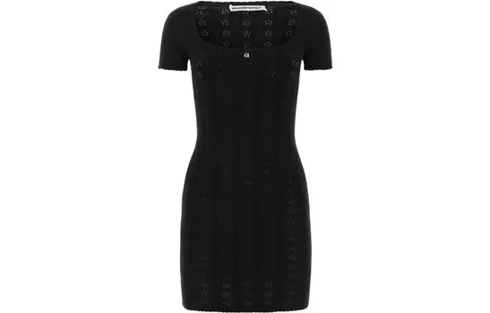 Alexander Wang Платье с короткими рукавами женское черное