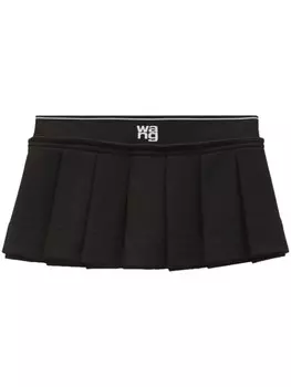 Alexander Wang плиссированная юбка мини с логотипом, черный