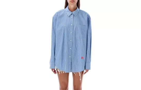 Alexander Wang Рубашка бойфренда Apple из плотного хлопка, сине-белая