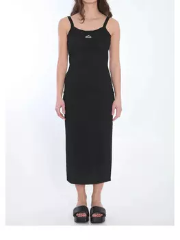 Alexander Wang сетчатое платье-комбинация с 3D-логотипом, черный