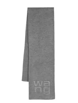 Alexander Wang шарф в рубчик с логотипом, серый