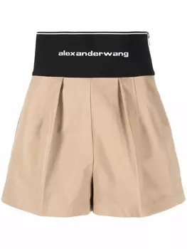 Alexander Wang шорты с заниженной талией и складками, коричневый