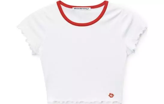 Alexander Wang SS24 Футболка с заниженной линией плеч, белая женская