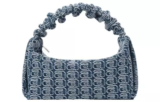 Alexander Wang Сумка-кенгуру из жаккардовой ткани "Scrunchie Jacquard Denim Handbag Small Vintage Medium Indigo" от Александра Вана