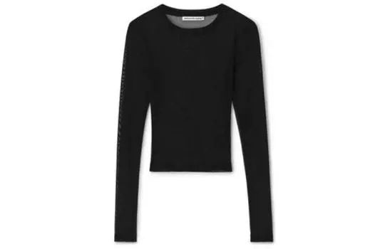 Alexander Wang Топ с длинными рукавами из прозрачной сетки черного цвета