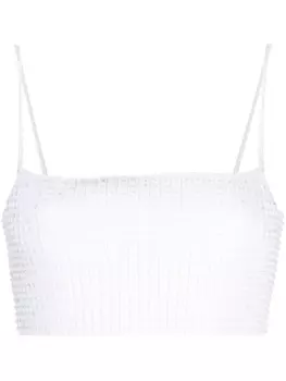 Alexander Wang топ в рубчик с кристаллами, белый