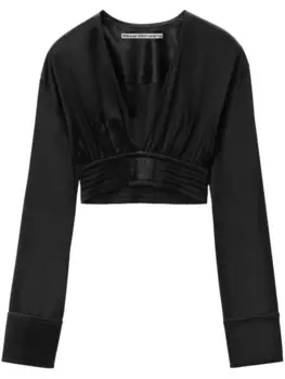 Alexander Wang укороченная блузка с длинными рукавами, черный