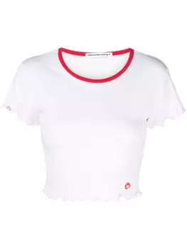 Alexander Wang укороченная футболка с логотипом, белый