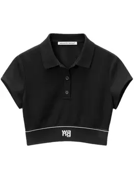 Alexander Wang укороченная рубашка поло Cheerleader, черный