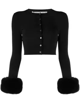 Alexander Wang укороченный кардиган с искусственным мехом, черный