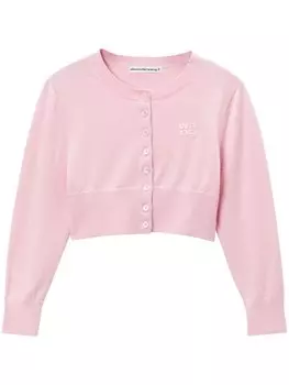 Alexander Wang укороченный кардиган с тисненым логотипом, розовый