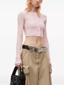 Alexander Wang укороченный кардиган в рубчик, розовый