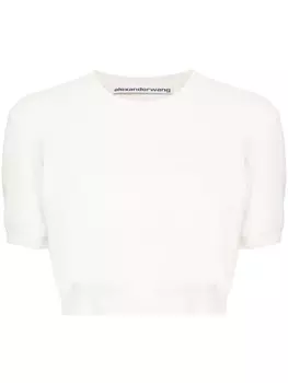 Alexander Wang укороченный топ с тиснением логотипа, белый