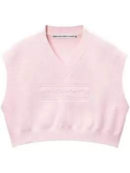Alexander Wang укороченный топ с тисненым логотипом, розовый