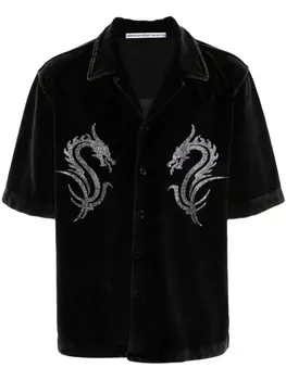 Alexander Wang велюровая рубашка Dragon Hotfix, черный