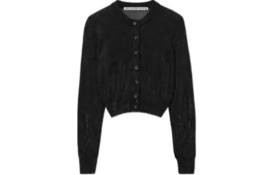 Александр Ванг Укороченный кардиган с глянцевым эффектом Alexander Wang, черный