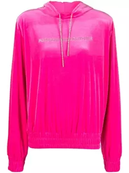 Alexandre Vauthier бархатное худи с логотипом, розовый