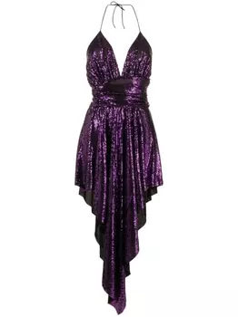 Alexandre Vauthier платье асимметричного кроя с открытой спиной, фиолетовый