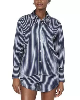 Алексис Блуза с диагональным кокеткой и застежкой на пуговицы FRENCH CONNECTION, синий