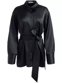 Alice + olivia атласное мини-платье-рубашка, черный