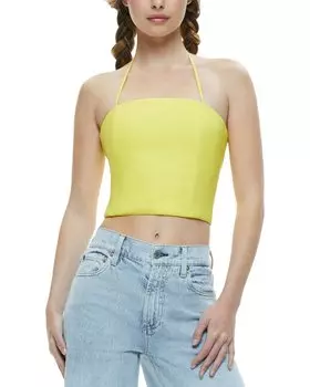 Alice + olivia Ceresi топ-бандо с завязкой на шее и бретелькой через шею из льна, желтый