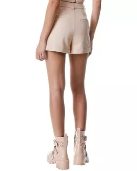 alice + olivia Conry Кожаные шорты со складками на манжетах, коричневый