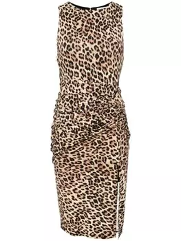 Alice + olivia драпированное платье миди Maedell, коричневый