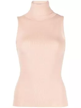 alice + olivia джемпер в рубчик с высоким воротником, коричневый